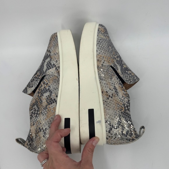 Linea Paolo Kai Women Snake Print Slip On Platform Sneakers Silver Gold Tan 9.5M - Picture 9 of 11